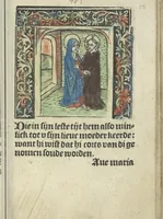 An illustration from Die ghetiden vanden seuen bitscappen Onser Lieuer Vrouwen. Die seuē psalme Onser Lieuer Vrouwen mitter letanie ende Onser Lieuer Vrouwen souter mitten artikelen vanden leuen en̄ passie Ons Heren Ihesu Cristi mitten figuren (1503)