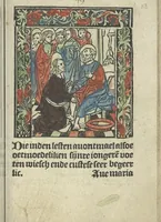 An illustration from Die ghetiden vanden seuen bitscappen Onser Lieuer Vrouwen. Die seuē psalme Onser Lieuer Vrouwen mitter letanie ende Onser Lieuer Vrouwen souter mitten artikelen vanden leuen en̄ passie Ons Heren Ihesu Cristi mitten figuren (1503)