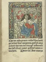 An illustration from Die ghetiden vanden seuen bitscappen Onser Lieuer Vrouwen. Die seuē psalme Onser Lieuer Vrouwen mitter letanie ende Onser Lieuer Vrouwen souter mitten artikelen vanden leuen en̄ passie Ons Heren Ihesu Cristi mitten figuren (1503)