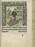 An illustration from Die ghetiden vanden seuen bitscappen Onser Lieuer Vrouwen. Die seuē psalme Onser Lieuer Vrouwen mitter letanie ende Onser Lieuer Vrouwen souter mitten artikelen vanden leuen en̄ passie Ons Heren Ihesu Cristi mitten figuren (1503)