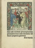An illustration from Die ghetiden vanden seuen bitscappen Onser Lieuer Vrouwen. Die seuē psalme Onser Lieuer Vrouwen mitter letanie ende Onser Lieuer Vrouwen souter mitten artikelen vanden leuen en̄ passie Ons Heren Ihesu Cristi mitten figuren (1503)