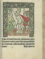 An illustration from Die ghetiden vanden seuen bitscappen Onser Lieuer Vrouwen. Die seuē psalme Onser Lieuer Vrouwen mitter letanie ende Onser Lieuer Vrouwen souter mitten artikelen vanden leuen en̄ passie Ons Heren Ihesu Cristi mitten figuren (1503)