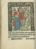 An illustration from Die ghetiden vanden seuen bitscappen Onser Lieuer Vrouwen. Die seuē psalme Onser Lieuer Vrouwen mitter letanie ende Onser Lieuer Vrouwen souter mitten artikelen vanden leuen en̄ passie Ons Heren Ihesu Cristi mitten figuren (1503)