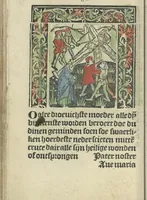 An illustration from Die ghetiden vanden seuen bitscappen Onser Lieuer Vrouwen. Die seuē psalme Onser Lieuer Vrouwen mitter letanie ende Onser Lieuer Vrouwen souter mitten artikelen vanden leuen en̄ passie Ons Heren Ihesu Cristi mitten figuren (1503)