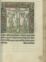 An illustration from Die ghetiden vanden seuen bitscappen Onser Lieuer Vrouwen. Die seuē psalme Onser Lieuer Vrouwen mitter letanie ende Onser Lieuer Vrouwen souter mitten artikelen vanden leuen en̄ passie Ons Heren Ihesu Cristi mitten figuren (1503)