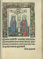 An illustration from Die ghetiden vanden seuen bitscappen Onser Lieuer Vrouwen. Die seuē psalme Onser Lieuer Vrouwen mitter letanie ende Onser Lieuer Vrouwen souter mitten artikelen vanden leuen en̄ passie Ons Heren Ihesu Cristi mitten figuren (1503)