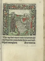 An illustration from Die ghetiden vanden seuen bitscappen Onser Lieuer Vrouwen. Die seuē psalme Onser Lieuer Vrouwen mitter letanie ende Onser Lieuer Vrouwen souter mitten artikelen vanden leuen en̄ passie Ons Heren Ihesu Cristi mitten figuren (1503)