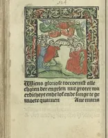 An illustration from Die ghetiden vanden seuen bitscappen Onser Lieuer Vrouwen. Die seuē psalme Onser Lieuer Vrouwen mitter letanie ende Onser Lieuer Vrouwen souter mitten artikelen vanden leuen en̄ passie Ons Heren Ihesu Cristi mitten figuren (1503)