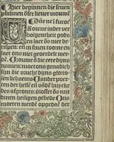 An illustration from Die ghetiden vanden seuen bitscappen Onser Lieuer Vrouwen. Die seuē psalme Onser Lieuer Vrouwen mitter letanie ende Onser Lieuer Vrouwen souter mitten artikelen vanden leuen en̄ passie Ons Heren Ihesu Cristi mitten figuren (1503)