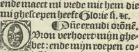 An illustration from Die ghetiden vanden seuen bitscappen Onser Lieuer Vrouwen. Die seuē psalme Onser Lieuer Vrouwen mitter letanie ende Onser Lieuer Vrouwen souter mitten artikelen vanden leuen en̄ passie Ons Heren Ihesu Cristi mitten figuren (1503)