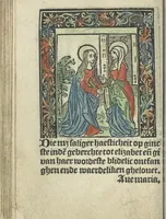 An illustration from Die ghetiden vanden seuen bitscappen Onser Lieuer Vrouwen. Die seuē psalme Onser Lieuer Vrouwen mitter letanie ende Onser Lieuer Vrouwen souter mitten artikelen vanden leuen en̄ passie Ons Heren Ihesu Cristi mitten figuren (1503)