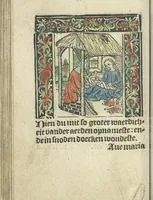 An illustration from Die ghetiden vanden seuen bitscappen Onser Lieuer Vrouwen. Die seuē psalme Onser Lieuer Vrouwen mitter letanie ende Onser Lieuer Vrouwen souter mitten artikelen vanden leuen en̄ passie Ons Heren Ihesu Cristi mitten figuren (1503)