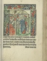An illustration from Die ghetiden vanden seuen bitscappen Onser Lieuer Vrouwen. Die seuē psalme Onser Lieuer Vrouwen mitter letanie ende Onser Lieuer Vrouwen souter mitten artikelen vanden leuen en̄ passie Ons Heren Ihesu Cristi mitten figuren (1503)