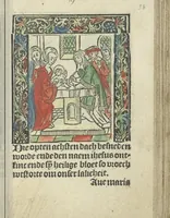 An illustration from Die ghetiden vanden seuen bitscappen Onser Lieuer Vrouwen. Die seuē psalme Onser Lieuer Vrouwen mitter letanie ende Onser Lieuer Vrouwen souter mitten artikelen vanden leuen en̄ passie Ons Heren Ihesu Cristi mitten figuren (1503)