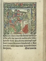 An illustration from Die ghetiden vanden seuen bitscappen Onser Lieuer Vrouwen. Die seuē psalme Onser Lieuer Vrouwen mitter letanie ende Onser Lieuer Vrouwen souter mitten artikelen vanden leuen en̄ passie Ons Heren Ihesu Cristi mitten figuren (1503)