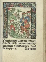 An illustration from Die ghetiden vanden seuen bitscappen Onser Lieuer Vrouwen. Die seuē psalme Onser Lieuer Vrouwen mitter letanie ende Onser Lieuer Vrouwen souter mitten artikelen vanden leuen en̄ passie Ons Heren Ihesu Cristi mitten figuren (1503)