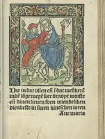 An illustration from Die ghetiden vanden seuen bitscappen Onser Lieuer Vrouwen. Die seuē psalme Onser Lieuer Vrouwen mitter letanie ende Onser Lieuer Vrouwen souter mitten artikelen vanden leuen en̄ passie Ons Heren Ihesu Cristi mitten figuren (1503)