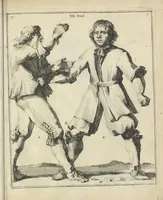 Picture 40 of 74 from Der Künstliche Ringer : oder dess Weyland Wolgeübeten und Berühmten Ring-Meisters Niclaus Petters Kurtze, jedoch Klare Unterweisung und Anleitung zu der Fürtrefflichen Ringe-Kunst: Daraus zulehrnen, evie man sich bey allerhand vorfallenden Schlägereyen fürsichtig beschützen, alle unredliche Anfälle ... abkehren, und seinem bosshafften Ansprenger Kunstgeschicklich begegnen könne (1674), leaf 102