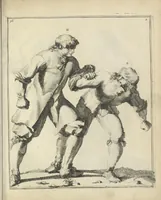 Picture 41 of 74 from Der Künstliche Ringer : oder dess Weyland Wolgeübeten und Berühmten Ring-Meisters Niclaus Petters Kurtze, jedoch Klare Unterweisung und Anleitung zu der Fürtrefflichen Ringe-Kunst: Daraus zulehrnen, evie man sich bey allerhand vorfallenden Schlägereyen fürsichtig beschützen, alle unredliche Anfälle ... abkehren, und seinem bosshafften Ansprenger Kunstgeschicklich begegnen könne (1674), leaf 104