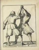 Picture 55 of 74 from Der Künstliche Ringer : oder dess Weyland Wolgeübeten und Berühmten Ring-Meisters Niclaus Petters Kurtze, jedoch Klare Unterweisung und Anleitung zu der Fürtrefflichen Ringe-Kunst: Daraus zulehrnen, evie man sich bey allerhand vorfallenden Schlägereyen fürsichtig beschützen, alle unredliche Anfälle ... abkehren, und seinem bosshafften Ansprenger Kunstgeschicklich begegnen könne (1674), leaf 132