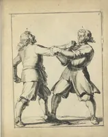 Picture 56 of 74 from Der Künstliche Ringer : oder dess Weyland Wolgeübeten und Berühmten Ring-Meisters Niclaus Petters Kurtze, jedoch Klare Unterweisung und Anleitung zu der Fürtrefflichen Ringe-Kunst: Daraus zulehrnen, evie man sich bey allerhand vorfallenden Schlägereyen fürsichtig beschützen, alle unredliche Anfälle ... abkehren, und seinem bosshafften Ansprenger Kunstgeschicklich begegnen könne (1674), leaf 134