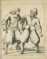 Picture 59 of 74 from Der Künstliche Ringer : oder dess Weyland Wolgeübeten und Berühmten Ring-Meisters Niclaus Petters Kurtze, jedoch Klare Unterweisung und Anleitung zu der Fürtrefflichen Ringe-Kunst: Daraus zulehrnen, evie man sich bey allerhand vorfallenden Schlägereyen fürsichtig beschützen, alle unredliche Anfälle ... abkehren, und seinem bosshafften Ansprenger Kunstgeschicklich begegnen könne (1674), leaf 140