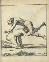 Picture 69 of 74 from Der Künstliche Ringer : oder dess Weyland Wolgeübeten und Berühmten Ring-Meisters Niclaus Petters Kurtze, jedoch Klare Unterweisung und Anleitung zu der Fürtrefflichen Ringe-Kunst: Daraus zulehrnen, evie man sich bey allerhand vorfallenden Schlägereyen fürsichtig beschützen, alle unredliche Anfälle ... abkehren, und seinem bosshafften Ansprenger Kunstgeschicklich begegnen könne (1674), leaf 160