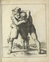 Picture 72 of 74 from Der Künstliche Ringer : oder dess Weyland Wolgeübeten und Berühmten Ring-Meisters Niclaus Petters Kurtze, jedoch Klare Unterweisung und Anleitung zu der Fürtrefflichen Ringe-Kunst: Daraus zulehrnen, evie man sich bey allerhand vorfallenden Schlägereyen fürsichtig beschützen, alle unredliche Anfälle ... abkehren, und seinem bosshafften Ansprenger Kunstgeschicklich begegnen könne (1674), leaf 166