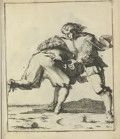 Picture 5 of 74 from Der Künstliche Ringer : oder dess Weyland Wolgeübeten und Berühmten Ring-Meisters Niclaus Petters Kurtze, jedoch Klare Unterweisung und Anleitung zu der Fürtrefflichen Ringe-Kunst: Daraus zulehrnen, evie man sich bey allerhand vorfallenden Schlägereyen fürsichtig beschützen, alle unredliche Anfälle ... abkehren, und seinem bosshafften Ansprenger Kunstgeschicklich begegnen könne (1674), leaf 32