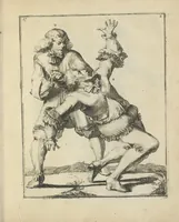Picture 30 of 74 from Der Künstliche Ringer : oder dess Weyland Wolgeübeten und Berühmten Ring-Meisters Niclaus Petters Kurtze, jedoch Klare Unterweisung und Anleitung zu der Fürtrefflichen Ringe-Kunst: Daraus zulehrnen, evie man sich bey allerhand vorfallenden Schlägereyen fürsichtig beschützen, alle unredliche Anfälle ... abkehren, und seinem bosshafften Ansprenger Kunstgeschicklich begegnen könne (1674), leaf 82