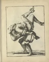 Picture 31 of 74 from Der Künstliche Ringer : oder dess Weyland Wolgeübeten und Berühmten Ring-Meisters Niclaus Petters Kurtze, jedoch Klare Unterweisung und Anleitung zu der Fürtrefflichen Ringe-Kunst: Daraus zulehrnen, evie man sich bey allerhand vorfallenden Schlägereyen fürsichtig beschützen, alle unredliche Anfälle ... abkehren, und seinem bosshafften Ansprenger Kunstgeschicklich begegnen könne (1674), leaf 84