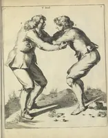 Picture 33 of 74 from Der Künstliche Ringer : oder dess Weyland Wolgeübeten und Berühmten Ring-Meisters Niclaus Petters Kurtze, jedoch Klare Unterweisung und Anleitung zu der Fürtrefflichen Ringe-Kunst: Daraus zulehrnen, evie man sich bey allerhand vorfallenden Schlägereyen fürsichtig beschützen, alle unredliche Anfälle ... abkehren, und seinem bosshafften Ansprenger Kunstgeschicklich begegnen könne (1674), leaf 88