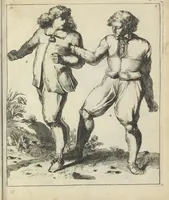 Picture 34 of 74 from Der Künstliche Ringer : oder dess Weyland Wolgeübeten und Berühmten Ring-Meisters Niclaus Petters Kurtze, jedoch Klare Unterweisung und Anleitung zu der Fürtrefflichen Ringe-Kunst: Daraus zulehrnen, evie man sich bey allerhand vorfallenden Schlägereyen fürsichtig beschützen, alle unredliche Anfälle ... abkehren, und seinem bosshafften Ansprenger Kunstgeschicklich begegnen könne (1674), leaf 90