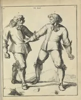 Picture 36 of 74 from Der Künstliche Ringer : oder dess Weyland Wolgeübeten und Berühmten Ring-Meisters Niclaus Petters Kurtze, jedoch Klare Unterweisung und Anleitung zu der Fürtrefflichen Ringe-Kunst: Daraus zulehrnen, evie man sich bey allerhand vorfallenden Schlägereyen fürsichtig beschützen, alle unredliche Anfälle ... abkehren, und seinem bosshafften Ansprenger Kunstgeschicklich begegnen könne (1674), leaf 94