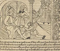 An illustration from Le roman de Fierabras (1489)