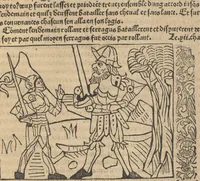 An illustration from Le roman de Fierabras (1489)