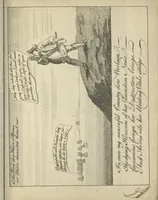 An illustration from England's remembrancer: or, A humorous, sarcastical, and political collection of characters and caricaturas : containing, an account of men famous and infamous... in short, of every thing that engaged the public attention during 1756 and 1757. In copper-plates. To which is prefixed, a key, explanatory of the nature and design of each, by the great masters themselves (1758)