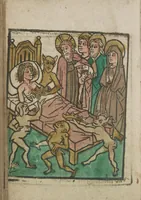 An illustration from Ars moriendi (1475)