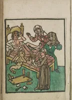 An illustration from Ars moriendi (1475)