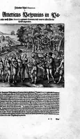 Picture 18 of 29 from Zehender Theil Americae darinnen zubefinden: Erstlich, Zwo Schiffarten Herrn Americi Vesputii vnter König Ferninando in Castilien vollbracht. Zum andern: Ein gründlicher Bericht von dem jetzigen Zustand der Landschafft Virginien ... Beneben einer Heyrath dess Königs Powhatans in Virginien Tochter, mit einem vornemmen Englischen, (1618), leaf 80