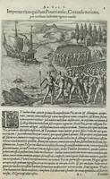 Picture 16 of 42 from Americae pars sexta, sive, Historiae ab Hieronymo Be[n]zono Mediolane[n]se scriptae, sectio tertia, res no[n] minus nobiles & admiratione plenas continens, quàm praecedentes duae : in hac enim reperies, qua ratione Hispani opule[n]tissimas illas Peruäni regni provincias occuparint, capto Rege Atabaliba, dei[n]de orta inter ipsos Hispanos in eo regno civilia bella : additus est brevis de Fortunatis insulis co[m]mentariolus in duo capita distinctus : item additiones ad singula capita historiam illustrantes : accessit Peruäni regni chorographica tabula (1596), leaf 124