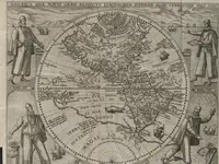 An illustration from Americae pars sexta, sive, Historiae ab Hieronymo Be[n]zono Mediolane[n]se scriptae, sectio tertia, res no[n] minus nobiles & admiratione plenas continens, quàm praecedentes duae : in hac enim reperies, qua ratione Hispani opule[n]tissimas illas Peruäni regni provincias occuparint, capto Rege Atabaliba, dei[n]de orta inter ipsos Hispanos in eo regno civilia bella : additus est brevis de Fortunatis insulis co[m]mentariolus in duo capita distinctus : item additiones ad singula capita historiam illustrantes : accessit Peruäni regni chorographica tabula (1596)