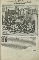 Picture 26 of 42 from Americae pars sexta, sive, Historiae ab Hieronymo Be[n]zono Mediolane[n]se scriptae, sectio tertia, res no[n] minus nobiles & admiratione plenas continens, quàm praecedentes duae : in hac enim reperies, qua ratione Hispani opule[n]tissimas illas Peruäni regni provincias occuparint, capto Rege Atabaliba, dei[n]de orta inter ipsos Hispanos in eo regno civilia bella : additus est brevis de Fortunatis insulis co[m]mentariolus in duo capita distinctus : item additiones ad singula capita historiam illustrantes : accessit Peruäni regni chorographica tabula (1596), leaf 144