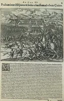 Picture 27 of 42 from Americae pars sexta, sive, Historiae ab Hieronymo Be[n]zono Mediolane[n]se scriptae, sectio tertia, res no[n] minus nobiles & admiratione plenas continens, quàm praecedentes duae : in hac enim reperies, qua ratione Hispani opule[n]tissimas illas Peruäni regni provincias occuparint, capto Rege Atabaliba, dei[n]de orta inter ipsos Hispanos in eo regno civilia bella : additus est brevis de Fortunatis insulis co[m]mentariolus in duo capita distinctus : item additiones ad singula capita historiam illustrantes : accessit Peruäni regni chorographica tabula (1596), leaf 146