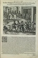 Picture 28 of 42 from Americae pars sexta, sive, Historiae ab Hieronymo Be[n]zono Mediolane[n]se scriptae, sectio tertia, res no[n] minus nobiles & admiratione plenas continens, quàm praecedentes duae : in hac enim reperies, qua ratione Hispani opule[n]tissimas illas Peruäni regni provincias occuparint, capto Rege Atabaliba, dei[n]de orta inter ipsos Hispanos in eo regno civilia bella : additus est brevis de Fortunatis insulis co[m]mentariolus in duo capita distinctus : item additiones ad singula capita historiam illustrantes : accessit Peruäni regni chorographica tabula (1596), leaf 148