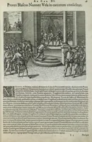 Picture 32 of 42 from Americae pars sexta, sive, Historiae ab Hieronymo Be[n]zono Mediolane[n]se scriptae, sectio tertia, res no[n] minus nobiles & admiratione plenas continens, quàm praecedentes duae : in hac enim reperies, qua ratione Hispani opule[n]tissimas illas Peruäni regni provincias occuparint, capto Rege Atabaliba, dei[n]de orta inter ipsos Hispanos in eo regno civilia bella : additus est brevis de Fortunatis insulis co[m]mentariolus in duo capita distinctus : item additiones ad singula capita historiam illustrantes : accessit Peruäni regni chorographica tabula (1596), leaf 156