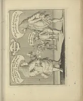 An illustration from A political and satirical history of the years 1756, 1757, 1758, 1759, 1760, 1761, and 1762. : In a series of 112 humourous and entertaining prints. Contraining all the most remarkable transactions, characters and caricatures of those memorable years. To which is annexed, an explanatory account or key to every print (1762)