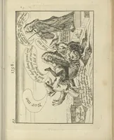 An illustration from A political and satirical history of the years 1756, 1757, 1758, 1759, 1760, 1761, and 1762. : In a series of 112 humourous and entertaining prints. Contraining all the most remarkable transactions, characters and caricatures of those memorable years. To which is annexed, an explanatory account or key to every print (1762)