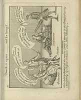 An illustration from A political and satirical history of the years 1756, 1757, 1758, 1759, 1760, 1761, and 1762. : In a series of 112 humourous and entertaining prints. Contraining all the most remarkable transactions, characters and caricatures of those memorable years. To which is annexed, an explanatory account or key to every print (1762)