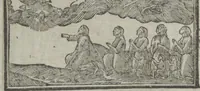 An illustration from Dli︠a︡ maloli︠e︡tnikh di︠e︡teĭ nachinai︠u︡shchikh obuchatʹsi︠a︡ rossīĭskomu chtenīi︠u︡ Azbuka, ili, pervonachalʹnyĭ urok, rukovodstvui︠u︡shchīĭ ikh legchaĭshim sposobom k chtenīi︠u︡ knig (1813)